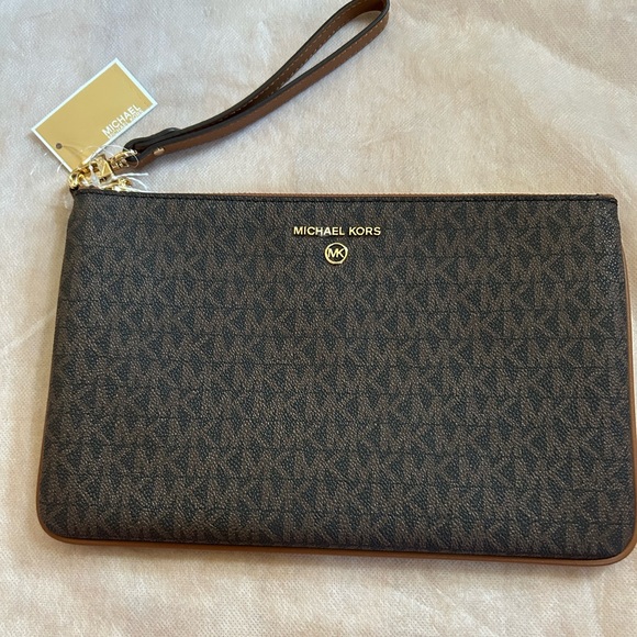 Michael Kors Signature Black and Brown Wristlet - Picture 1 of 7